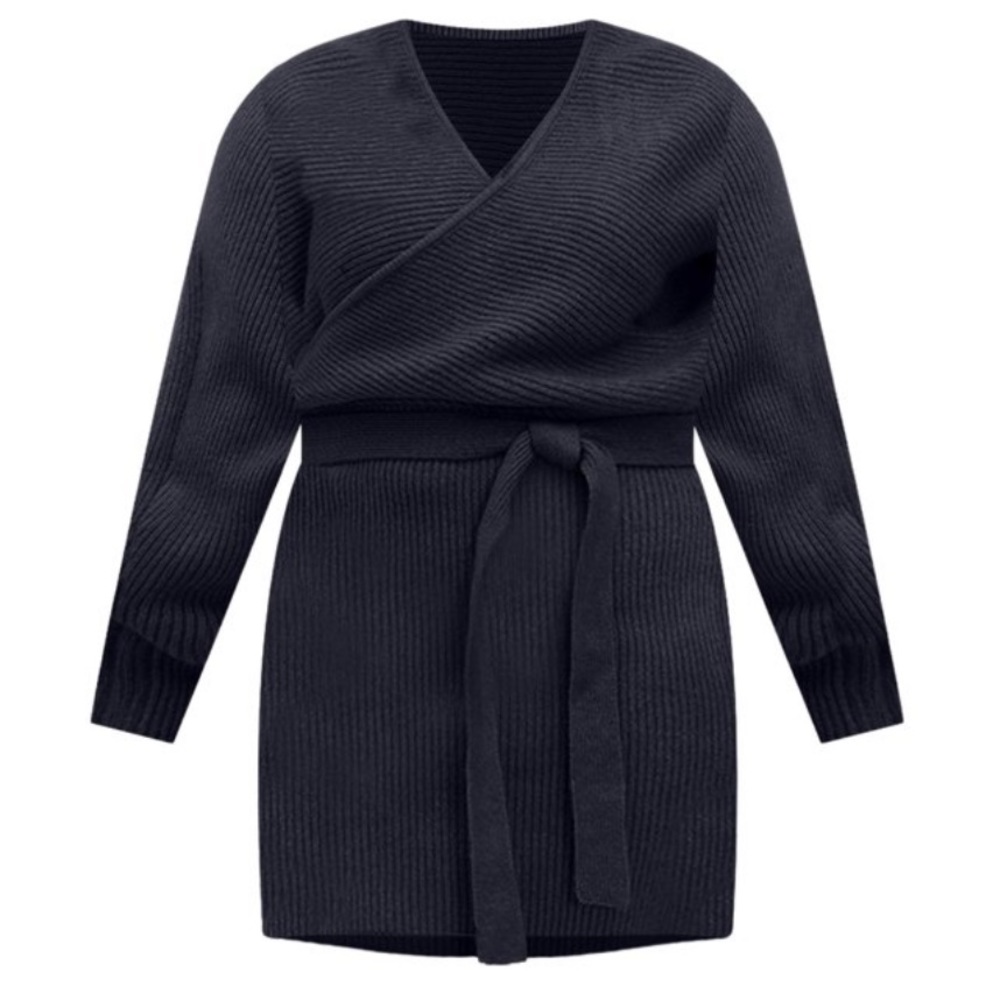 Navy wrap sweater dress